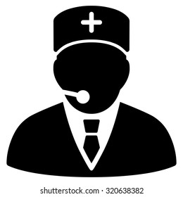 Medical Manager vector icon. Style is flat symbol, black color, rounded angles, white background.