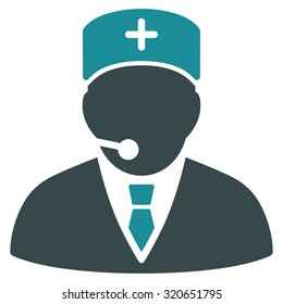 Medical Manager vector icon. Style is bicolor flat symbol, soft blue colors, rounded angles, white background.