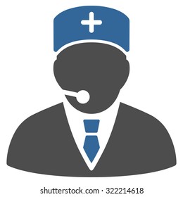 Medical Manager vector icon. Style is bicolor flat symbol, cobalt and gray colors, rounded angles, white background.