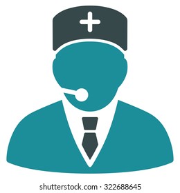 Medical Manager vector icon. Style is bicolor flat symbol, soft blue colors, rounded angles, white background.