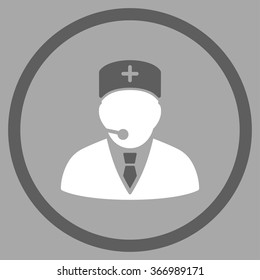 Medical Manager vector icon. Style is bicolor flat circled symbol, dark gray and white colors, rounded angles, silver background.