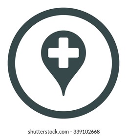 Medical Map Marker vector icon. Style is flat rounded symbol, soft blue color, rounded angles, white background.