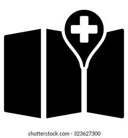 Medical Map vector icon. Style is flat symbol, black color, rounded angles, white background.