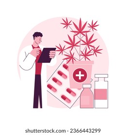 Medical marijuana abstract concept vector illustration. Medical cannabis, cannabinoids drugs, diseases and conditions treatment, cancer pain relief, hemp market, cultivation abstract metaphor.