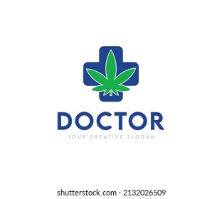 Medical Marijuana Cannabis Leaf And Cross Logo Vector Image	
