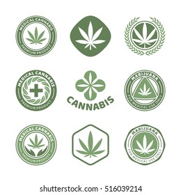 Medical marijuana and cannabis logo design elements. Vector illustration and logotype template
