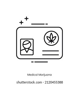 Medical Marijuana Card Icon. Outline Style Icon Design Isolated On White Background