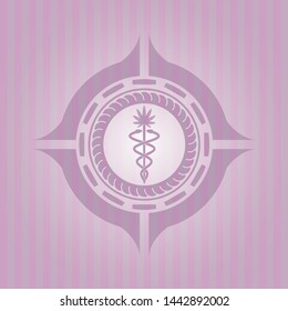 medical marijuana icon inside retro pink emblem