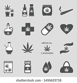 Medical Marijuana Icons. Sticker Design. Vector Illustration.