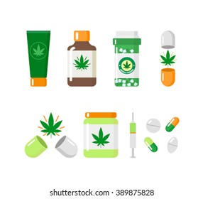 Medical marijuana icons: . Vector illustration.