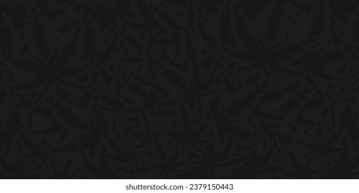 Medical Marijuana leaf vector seamless pattern. Cannabis black abstract background. Luxury Elegance vector, flat style for web, mag, textile, fabric, etc. Vector illustration