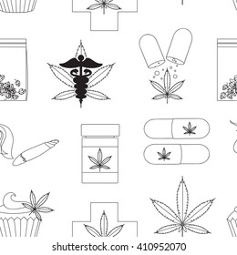 Medical marijuana pattern. Vector illustration, EPS 10