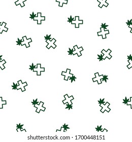 Medical marijuana seamless pattern, medical cross and marijuana, cannabis seamless pattern, cbd, rasta shop vector illustration