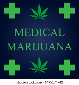 Medical marijuana vector blue background