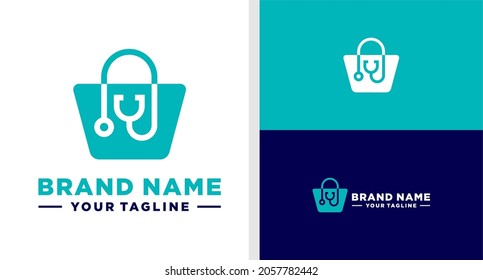 MEDICAL MARKET LOGO NEGATIVE SPACE BAG EDITABLE