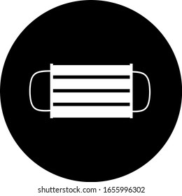 Medical mask in black circle icon. Safety breathing mask. Industrial safety N95 mask, dust protection respirator and breathing medical respiratory mask. Hospital or pollution protect face masking.