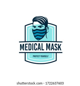 Medical Mask Care Concept Equipment Health Design Vector Logo