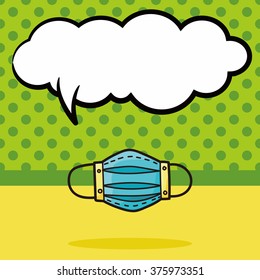 medical mask color doodle, speech bubble