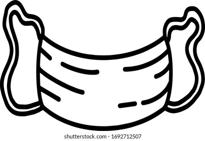 Medical mask. Contour image in black and white.