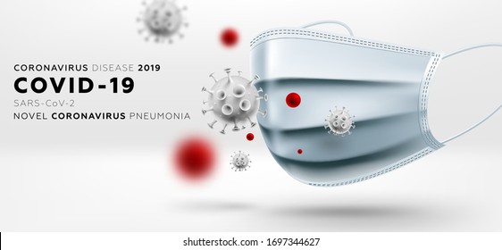 Medical mask, detailed realistic surgical mask. Hygiene protective air filter to protect COVID19 virus pollution. Eps10 vector illustration