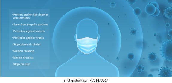 medical mask for doctors and patients, builders and painters. vector illustration