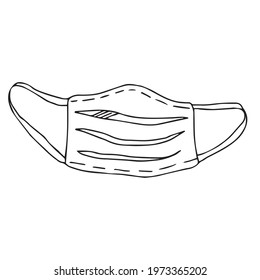 Medical mask. Doodle drawing vector.