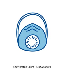 medical mask doodle icon, vector illustration
