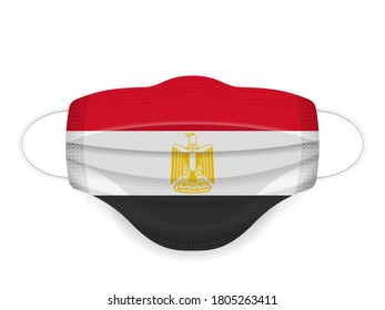 Medical mask Egypt flag on a white background. Vector illustration.