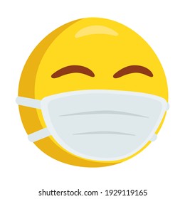 Medical Mask Emoji Icon Illustration. Coronavirus Vector Symbol Emoticon Design Doodle.