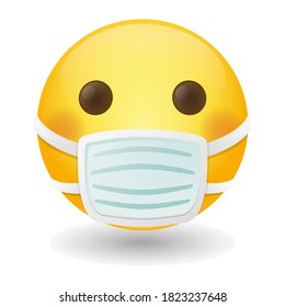 Máscara médica Emoji Kawaii Face. Vector Diseño Arte Comunicación de moda. Elementos de conversación. Protección contra virus del médico.