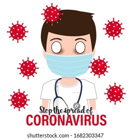 Medical mask. Face mask protection against pollution, virus, flu and Coronavirus (COVID-19). Vector illustration.
