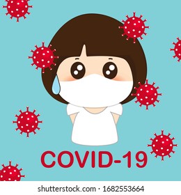 Medical mask. Face mask protection against pollution, virus, flu and Coronavirus (COVID-19). Vector illustration.
