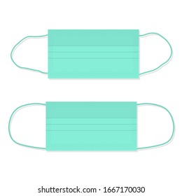 Medical mask flat style. Respiratory medical respiratory mask. Epidemic or protection against contaminated air. Isolated on a white background. 10 eps.