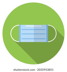 Medical mask flat vector icon with long shadow