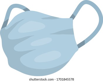 Medical mask. Gauze medical blue doctor's clothing. Protect your lungs and breath from viruses and dust. Cartoon flat illustration