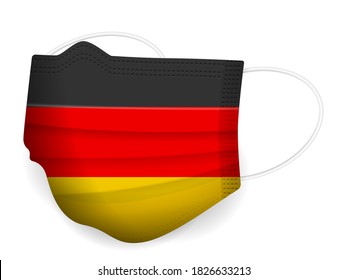 Medical mask Germany flag on a white background. Vector illustration.