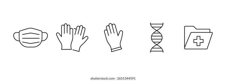 Medical mask gloves DNA gene record folder protection hygiene icon vector illustration for health safety science document care hospital.