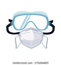 medical mask and goggles protection accessories for covid19 prevention method vector illustration design
