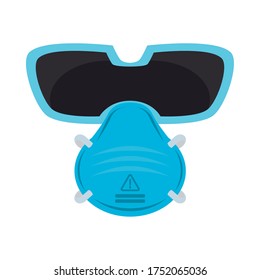 medical mask and goggles protection accessories for covid19 prevention method vector illustration design