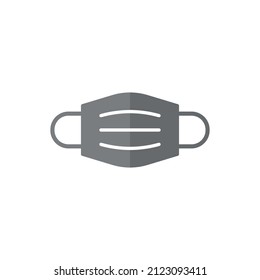 Medical mask grey flat vector icon