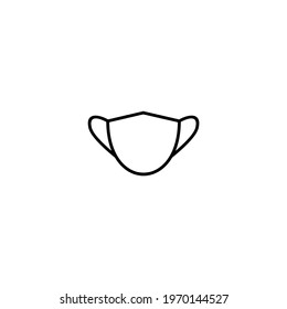 Medical mask icon. Fabric on face for doctors, people during epidemic. Linear logo. Black illustration of respiratory protection against allergy, infection. Contour isolated vector on white background