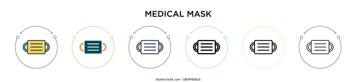 Medical mask icon in filled, thin line, outline and stroke style. Vector illustration of two colored and black medical mask vector icons designs can be used for mobile, ui, web