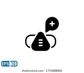 medical mask icon in glyph style isolated on white background. EPS 10