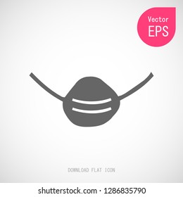 Medical Mask Icon Isolated on White Background for Healthcare. Protective Face Masked Air Pollution, Smog. Dust Masks Sign, Symbol. Draw Breathing Mask Vector Illustration Flat for Apps and Websites.