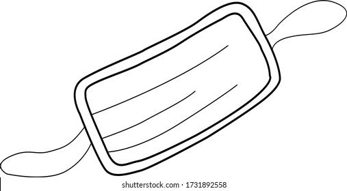 Medical mask icon. A means of protection against viruses and diseases. Simple Outline drawing in doodle style. Vector EPS10 illustration. Isolated on white background