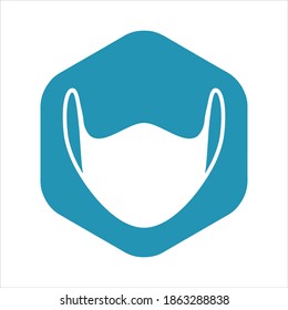 Medical mask icon. Protective face mask for protection against respiratory diseases and viruses. Vector illustration isolated on a white background for design and web.