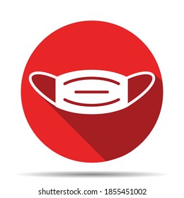 Medical mask icon in red circle on white background