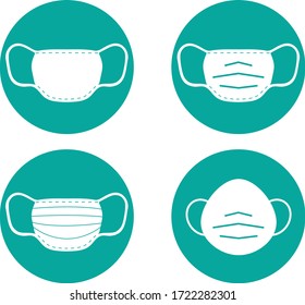 Medical mask icon set vector illustrations