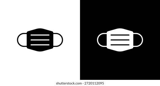 Medical mask icon simple flat graphic illustrations. Black and white silhouette vector