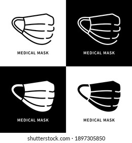 Medical Mask Icon Symbol Illustration. Face Mask Protection Logo. Prevention Pandemic Design Vector Icons Set
